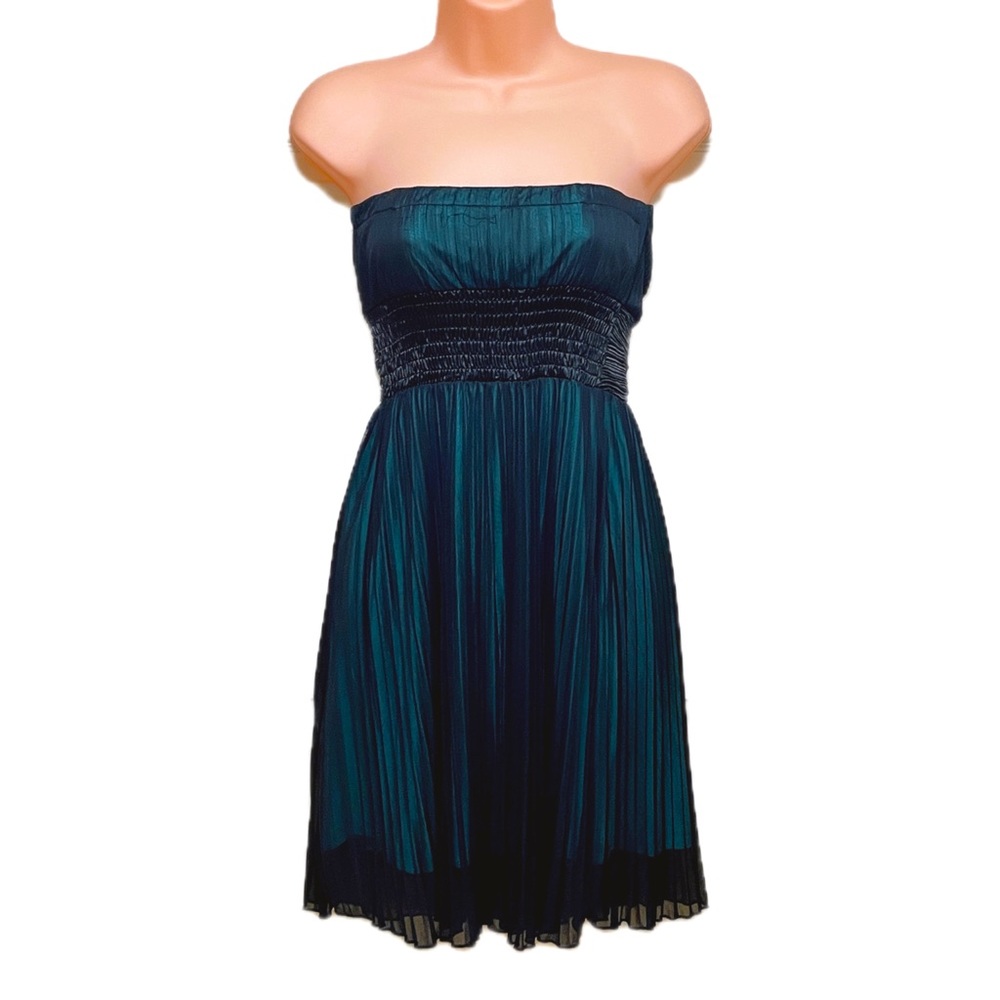 Anlier strapless cocktail black dress with beautiful teal undertone Sz 6